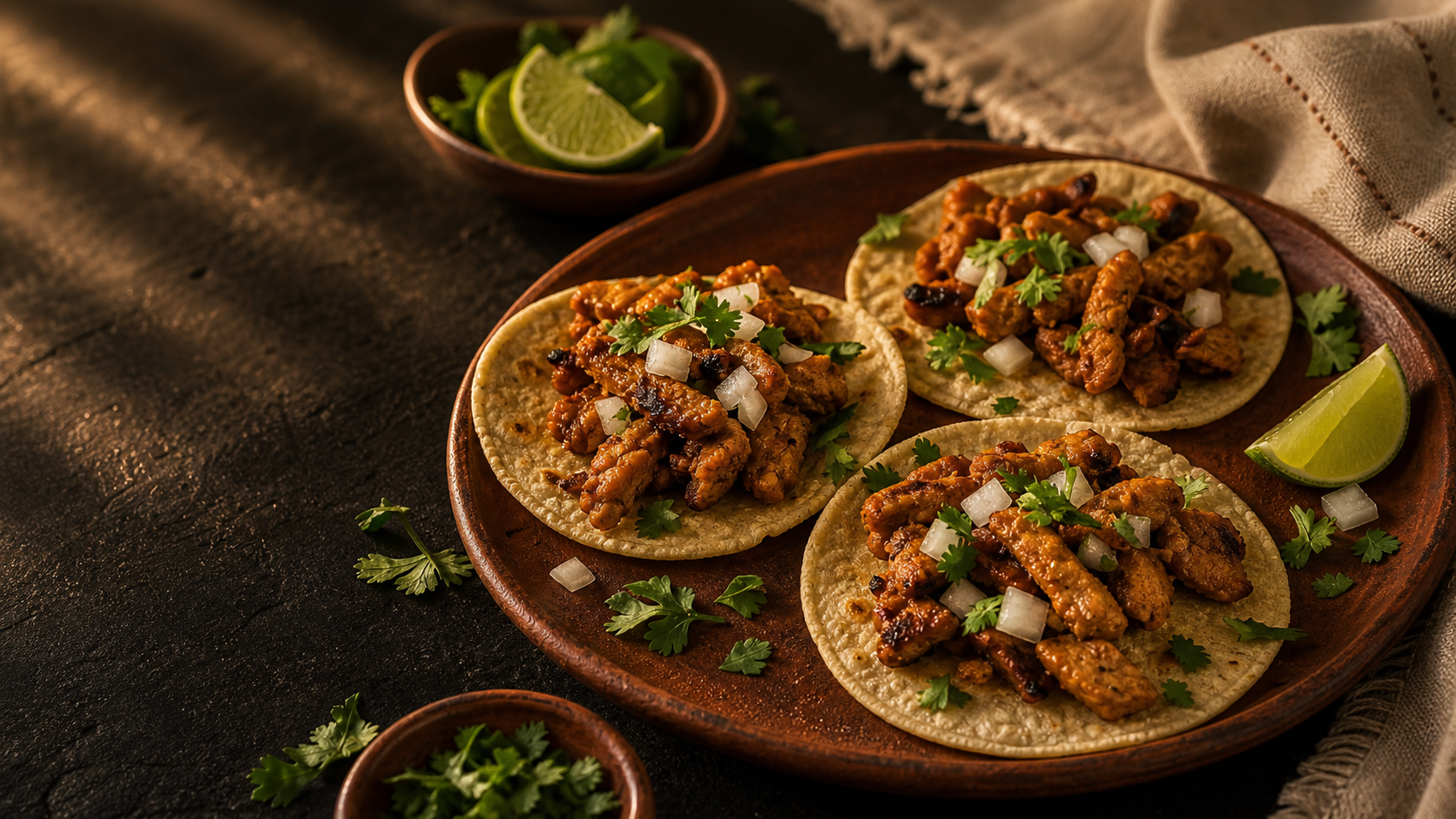 Terra Madre prototype tacos on a terracotta plate