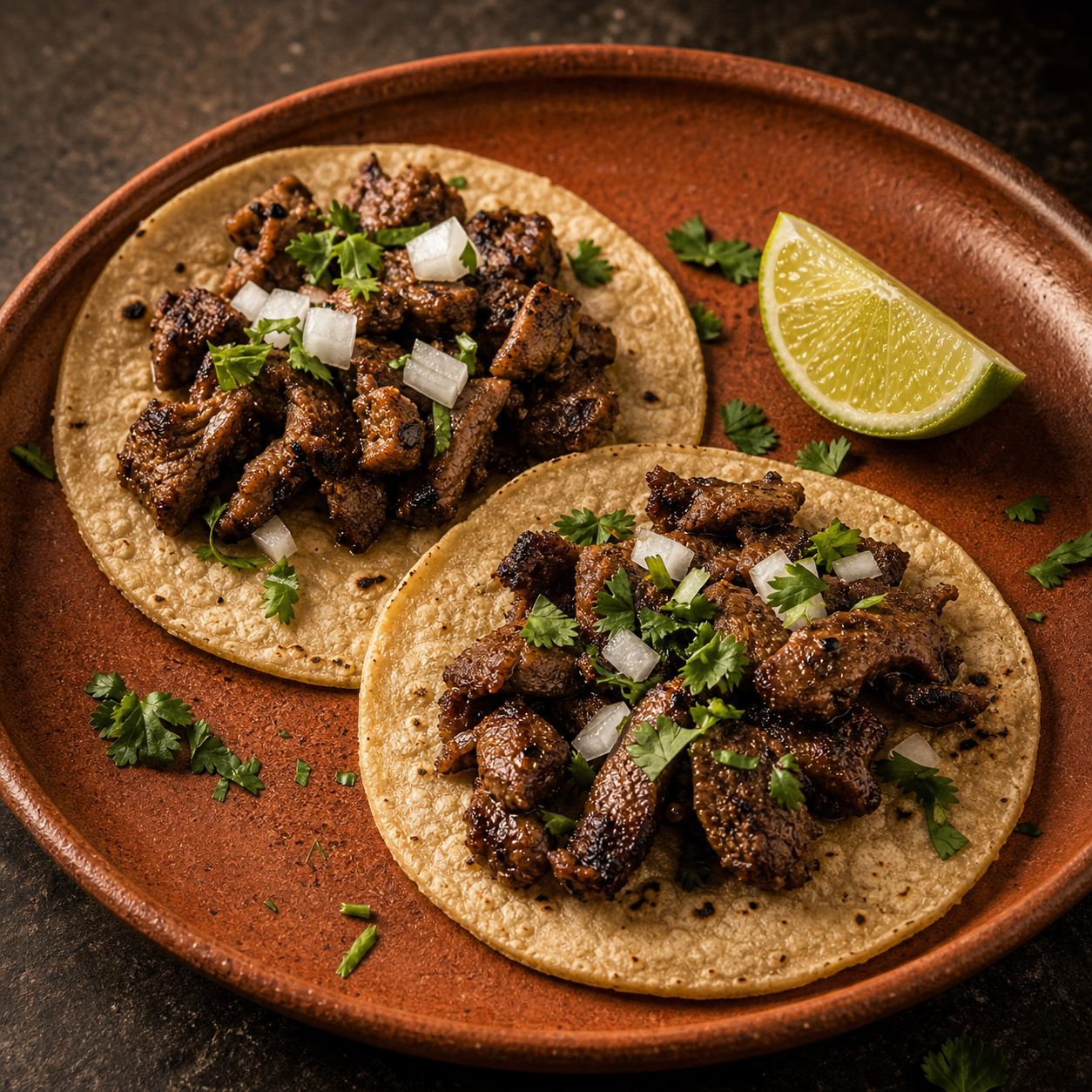 Carne asada style Terra Madre prototype tacos